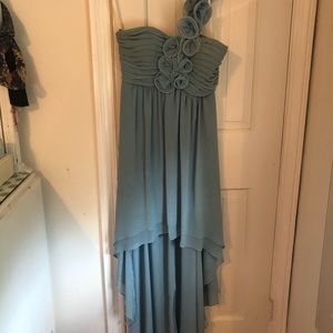 Blue A-line prom dress
